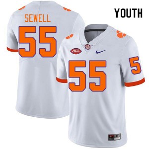 Youth Harris Sewell White Clemson Tigers #55 University College Football Jersey 876760-113