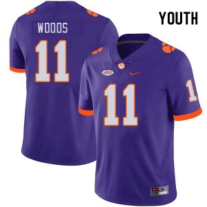 Youth Peter Woods Purple Clemson Tigers #11 Stitched College Football Jersey 397885-863