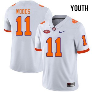 Youth Peter Woods White Clemson Tigers #11 Replica College Football Jersey 266805-943