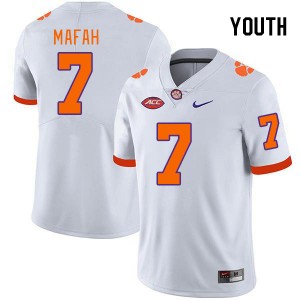 Youth Phil Mafah White Clemson Tigers #7 Stitched College Football Jersey 746030-568