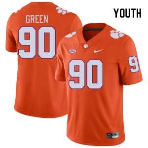 Youth Stephiylan Green Orange Clemson Tigers #90 Embroidery College Football Jersey 888282-223