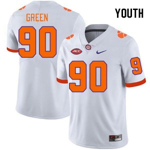 Youth Stephiylan Green White Clemson Tigers #90 NCAA College Football Jersey 431328-257