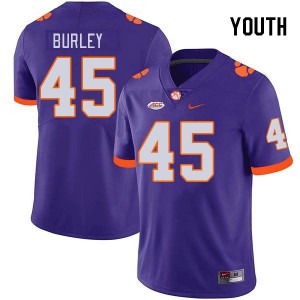 Youth Vic Burley Purple Clemson Tigers #45 Alumni College Football Jersey 299038-292