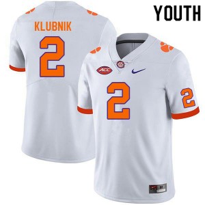 Youth Cade Klubnik White Clemson Tigers #2 Official College Football Jersey 780513-992