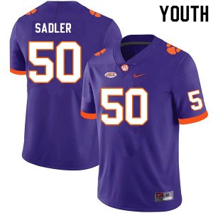 Youth Collin Sadler Purple Clemson Tigers #50 NCAA College Football Jersey 304596-636