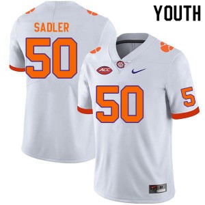 Youth Collin Sadler White Clemson Tigers #50 NCAA College Football Jersey 429298-595