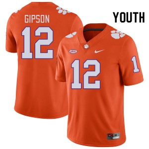 Youth Corian Gipson Orange Clemson Tigers #12 Game College Football Jersey 523615-855
