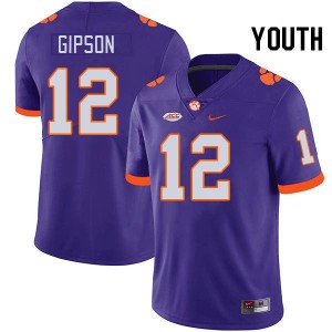 Youth Corian Gipson Purple Clemson Tigers #12 Limited College Football Jersey 358257-558