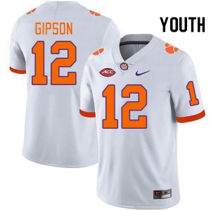 Youth Corian Gipson White Clemson Tigers #12 Game College Football Jersey 769810-565