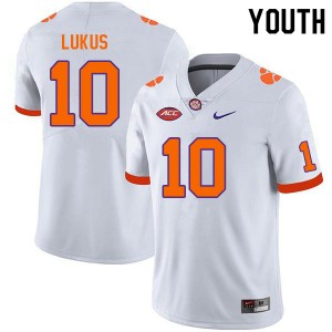 Youth Jeadyn Lukus White Clemson Tigers #10 Official College Football Jersey 105312-336