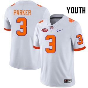 Youth T.J. Parker White Clemson Tigers #3 NCAA College Football Jersey 267378-188