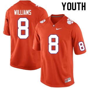Youth Tre Williams Orange Clemson Tigers #8 Embroidery College Football Jersey 113871-521
