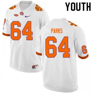 Youth Walker Parks White Clemson Tigers #64 Embroidery College Football Jersey 934736-886
