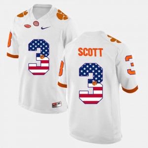 Men's Artavis Scott White Clemson Tigers #3 US Flag Fashion Jersey 304806-845