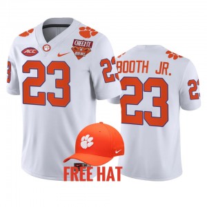 Men's Andrew Booth Jr. White Clemson Tigers #23 2021 Cheez-It Bowl Free Hat College Football Jersey 149002-946