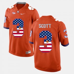 Men's Artavis Scott Orange Clemson Tigers #3 US Flag Fashion Jersey 841718-876