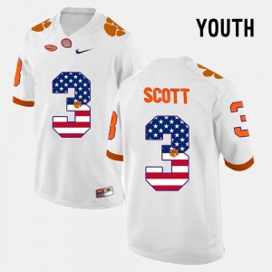 Youth Artavis Scott White Clemson Tigers #3 US Flag Fashion Jersey 841914-357
