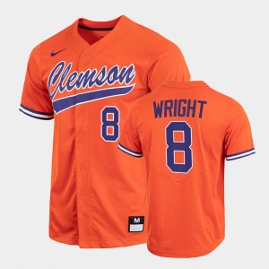 Men's Blake Wright Orange Clemson Tigers #8 2022 Full-Button College Baseball Jersey 413173-484