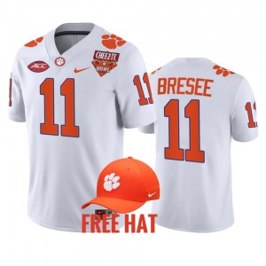 Men's Bryan Bresee White Clemson Tigers #11 2021 Cheez-It Bowl Free Hat College Football Jersey 103231-114