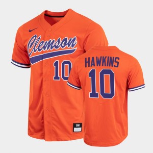 Men's Bryar Hawkins Orange Clemson Tigers #10 2022 Full-Button College Baseball Jersey 754112-743