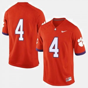 Men's Orange Clemson Tigers #4 College Football Jersey 943669-796