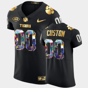 Men's Custom Black Clemson Tigers #00 Golden Diamond Edition College Football Jersey 809109-625