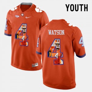 Youth DeShaun Watson Orange Clemson Tigers #4 Pictorial Fashion Jersey 698509-234