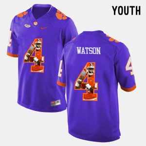 Youth DeShaun Watson Purple Clemson Tigers #4 Pictorial Fashion Jersey 197595-186