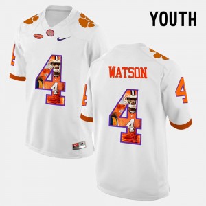 Youth DeShaun Watson White Clemson Tigers #4 Pictorial Fashion Jersey 617632-446