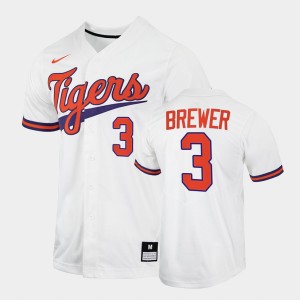Men's Dylan Brewer White Clemson Tigers #3 2022 College Baseball Jersey 700299-669