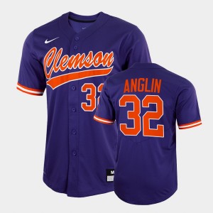 Men's Mack Anglin Purple Clemson Tigers #32 2022 Full-Button College Baseball Jersey 448069-772
