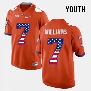 Youth Mike Williams Orange Clemson Tigers #7 US Flag Fashion Jersey 364458-648