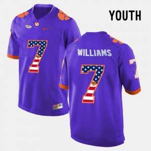 Youth Mike Williams Purple Clemson Tigers #7 US Flag Fashion Jersey 341548-225