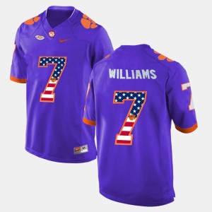 Men's Mike Williams Purple Clemson Tigers #7 US Flag Fashion Jersey 341650-567