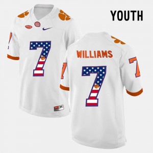 Youth Mike Williams White Clemson Tigers #7 US Flag Fashion Jersey 733012-232