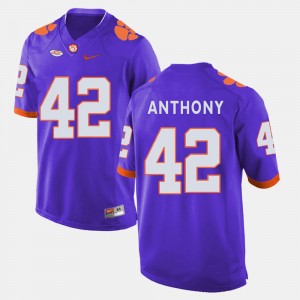 Men's Stephone Anthony Purple Clemson Tigers #42 College Football Jersey 511145-582