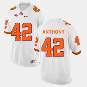 Men's Stephone Anthony White Clemson Tigers #42 College Football Jersey 723955-802