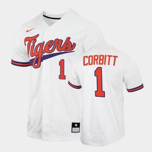 Men's Tyler Corbitt White Clemson Tigers #1 2022 College Baseball Jersey 764698-110