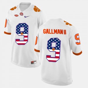 Men's Wayne Gallman II White Clemson Tigers #9 US Flag Fashion Jersey 319616-384