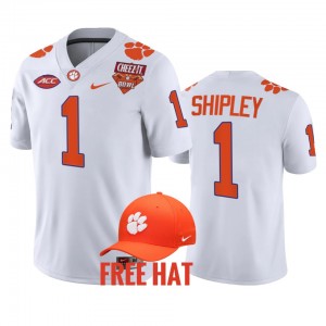 Men's Will Shipley White Clemson Tigers #1 2021 Cheez-It Bowl Free Hat College Football Jersey 226324-755