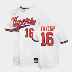 Men's Will Taylor White Clemson Tigers #16 2022 College Baseball Jersey 158938-220