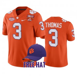Men's Xavier Thomas Orange Clemson Tigers #3 2021 Cheez-It Bowl CFP College Football Jersey 418328-431
