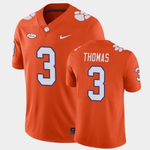 Men's Xavier Thomas Orange Clemson Tigers #3 Game Jersey 629307-462