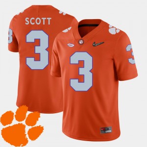 Men's Artavis Scott Orange Clemson Tigers #3 2018 ACC College Football Jersey 853497-382