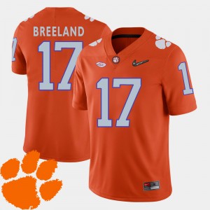 Men's Bashaud Breeland Orange Clemson Tigers #17 2018 ACC College Football Jersey 900183-621