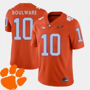 Men's Ben Boulware Orange Clemson Tigers #10 2018 ACC College Football Jersey 448590-376