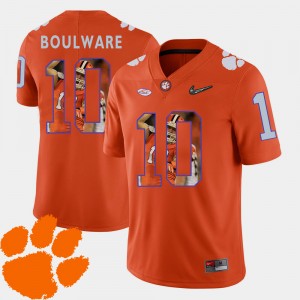 Men's Ben Boulware Orange Clemson Tigers #10 Football Pictorial Fashion Jersey 600420-927
