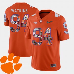 Men's Carlos Watkins Orange Clemson Tigers #94 Football Pictorial Fashion Jersey 322786-413