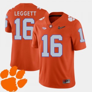 Men's Jordan Leggett Orange Clemson Tigers #16 2018 ACC College Football Jersey 919365-773