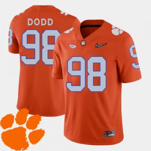 Men's Kevin Dodd Orange Clemson Tigers #98 2018 ACC College Football Jersey 129570-467
